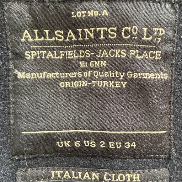 All Saints Bresnef Russian Millitary Coat in Navy Blue | 2 - Picture 10 of 13